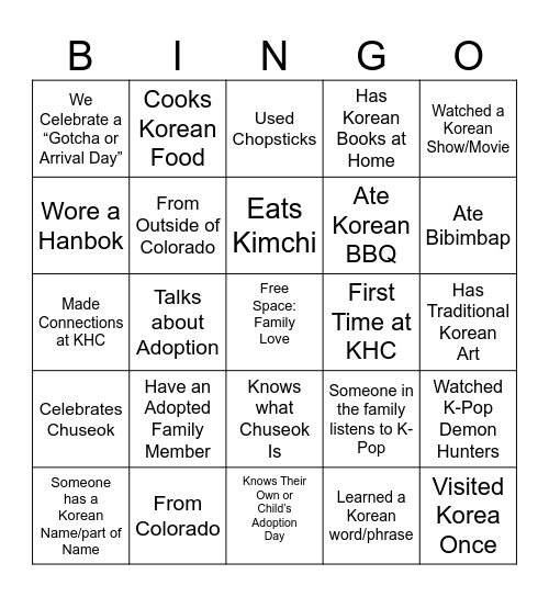 KHC BINGO Card