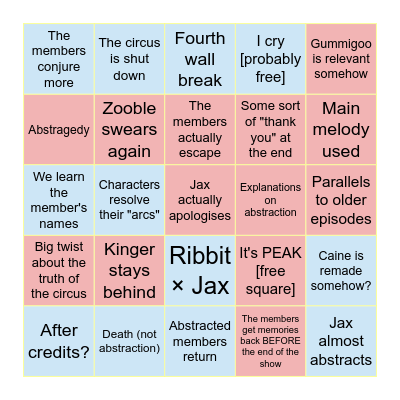 TADC FINALE Bingo Card