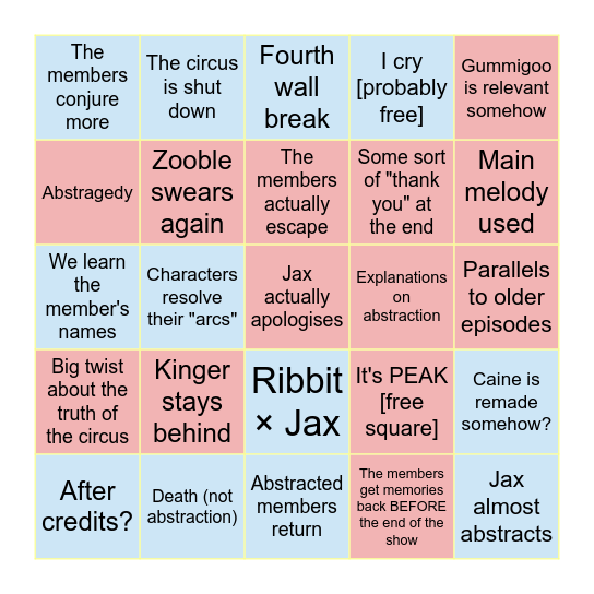 TADC FINALE Bingo Card