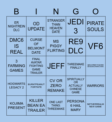 SGF Bingo Card