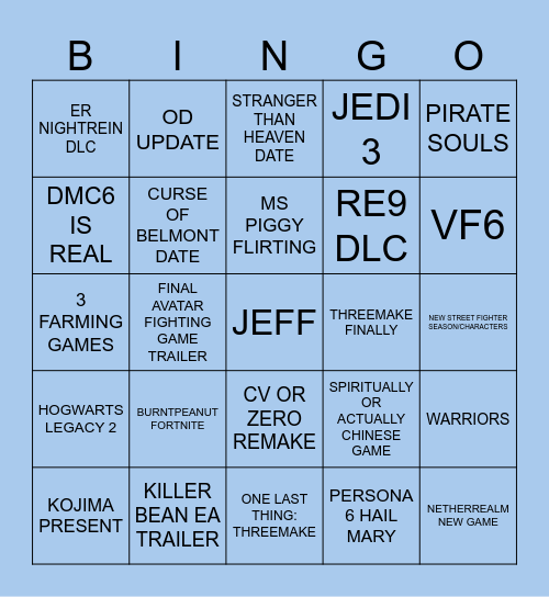 SGF Bingo Card