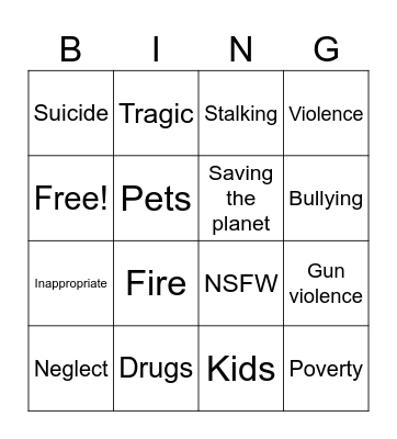 PSA Bingo Card