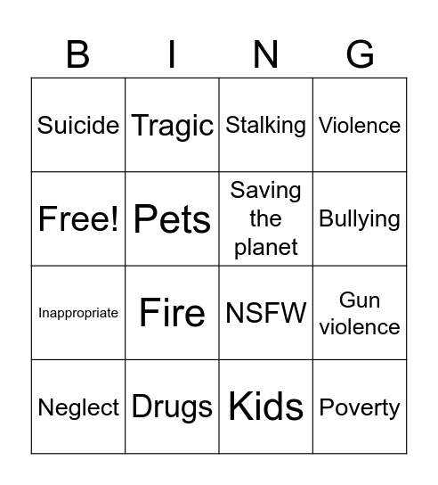 PSA Bingo Card