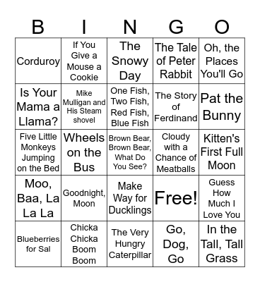 Children's Books Bingo Card