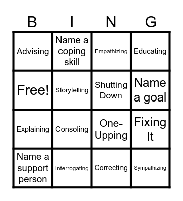 Empathy Bingo Card