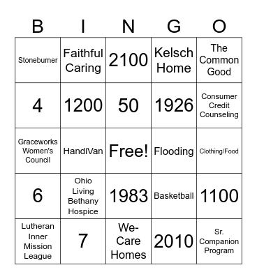 Graceworks History Bingo Card