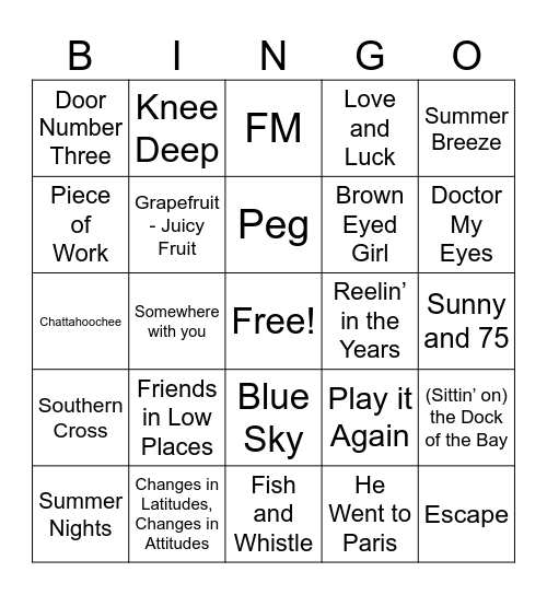 (B) Parrothead Round 4 Bingo Card