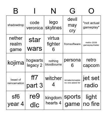 summer game fest 2026 Bingo Card