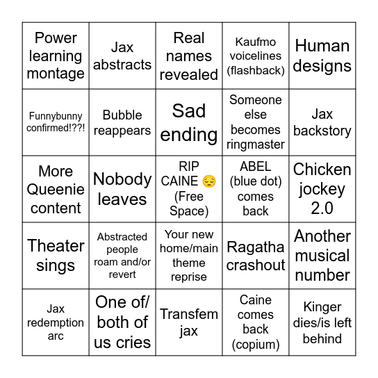 sage and xinna's AWESOME COOL TADC 9 BINGO Card