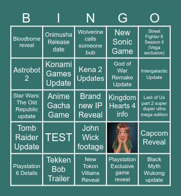 The EXP Lobby Sumer Game Fest Bingo Card
