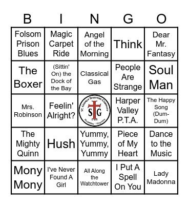 MUSIC BINGO - 1968 Bingo Card