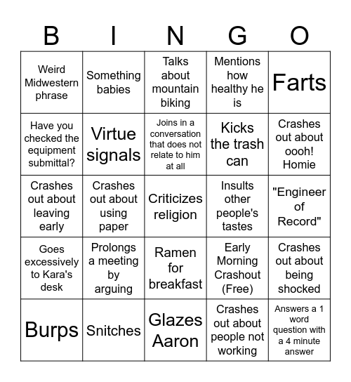 Alex Bingo Card
