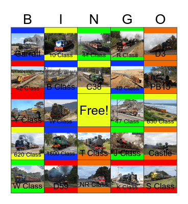 Steam and Diesel Excursions in Australia Bingo Card