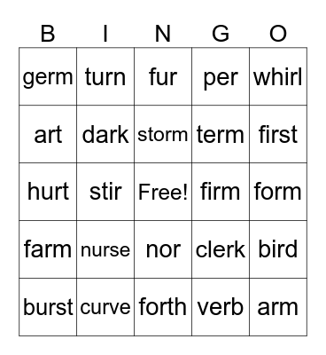 Step 8.1 Bingo Card