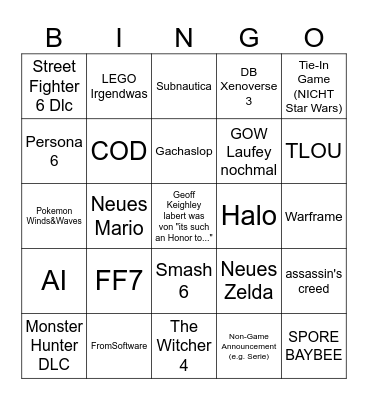 SGF Bingo Card