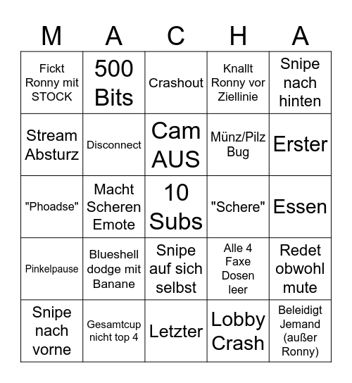 Suff Bingo Card