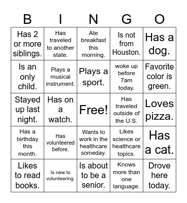 Find Someone Who... Bingo Card