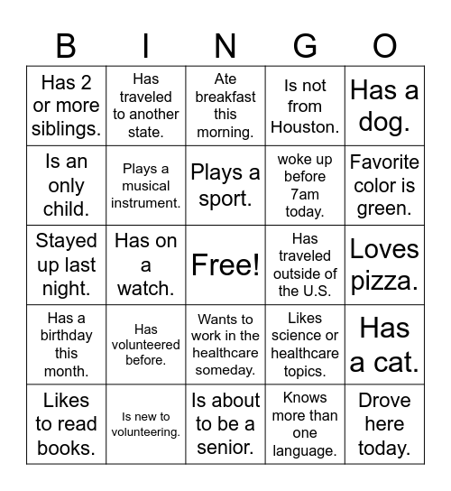 Find Someone Who... Bingo Card