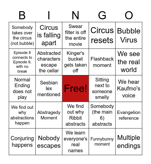 TADC Bingo Card
