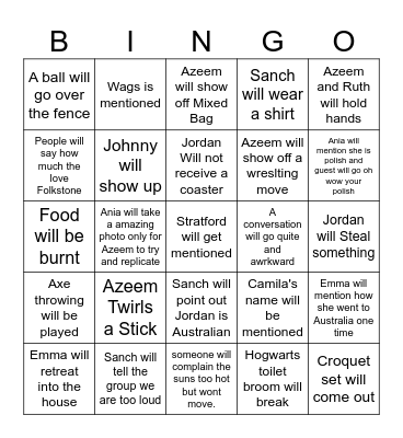 Folkstone Bingo Card Bingo Card