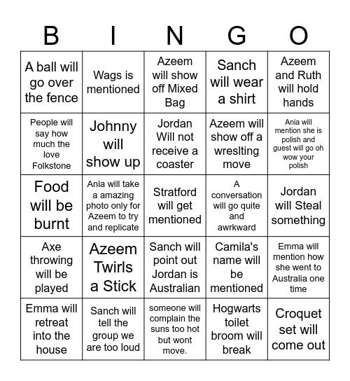 Folkstone Bingo Card Bingo Card