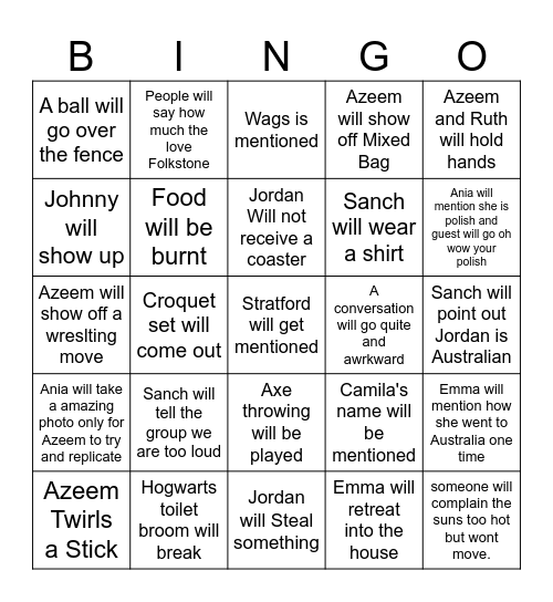 Folkstone Bingo Card Bingo Card