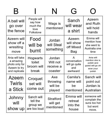 Folkstone Bingo Card Bingo Card