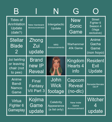 The EXP Lobby Sumer Game Fest Bingo Card