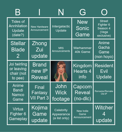The EXP Lobby Sumer Game Fest Bingo Card