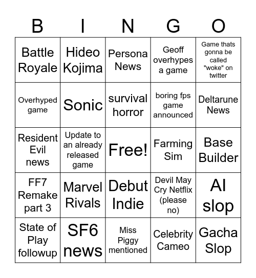 SGF Bingo Card
