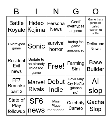 SGF Bingo Card