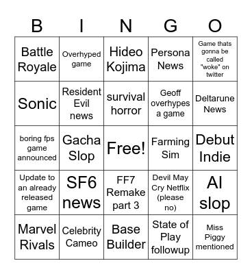 SGF Bingo Card