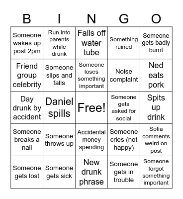 Cancun Bingo Card