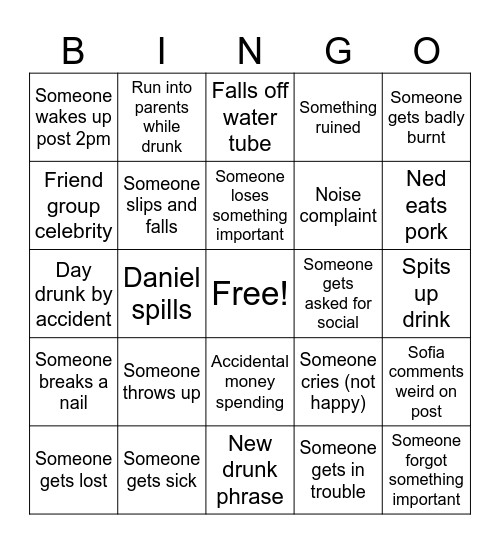 Cancun Bingo Card