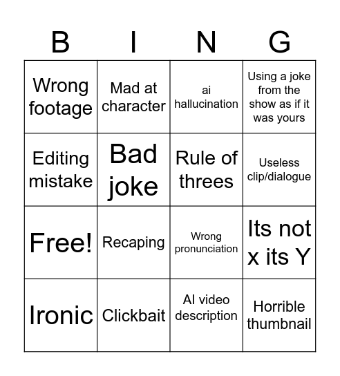 Spongeslop bingo Card