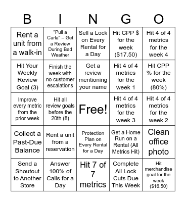 Unstoppables- June Bingo Game Bingo Card