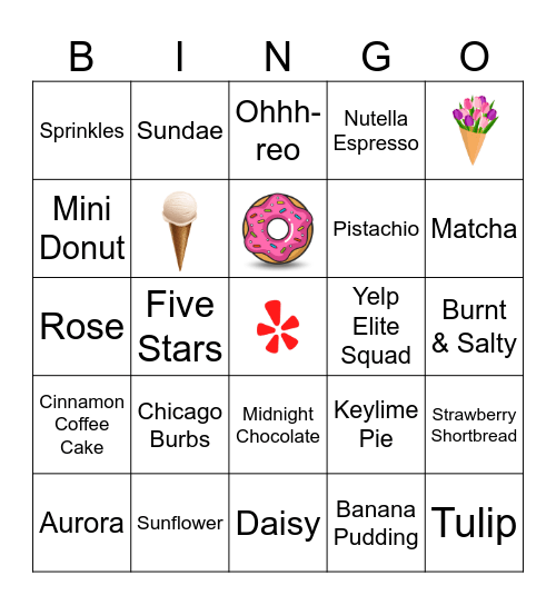 Sweets & Stems Bingo Card