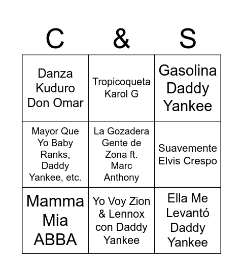 BINGO MUSICAL Bingo Card