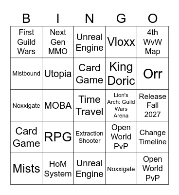 Guild Wars 3? SGF Bingo Card