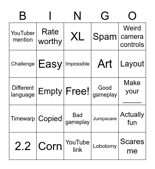 Recent Tab Bingo Card