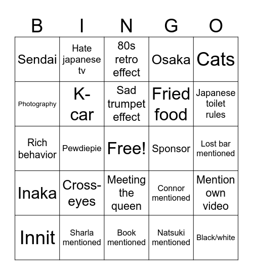 Abroad Bingo Card