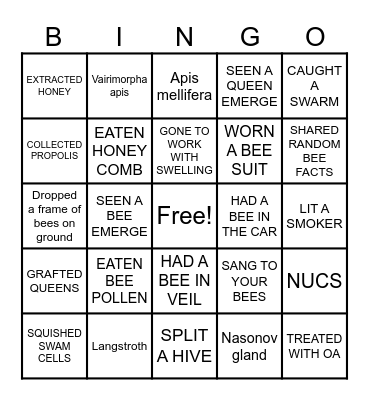 BEE BOX - BEEKEEPER BINGO Card