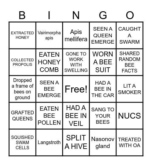 BEE BOX - BEEKEEPER BINGO Card
