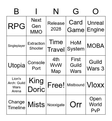 Guild Wars x SGF Bingo Card