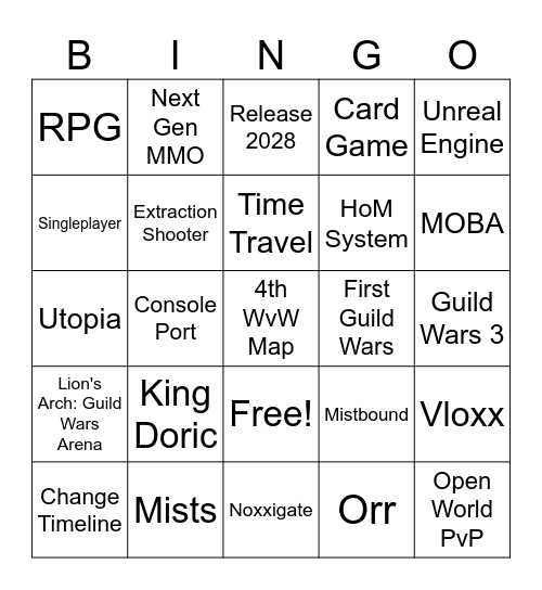 Guild Wars x SGF Bingo Card