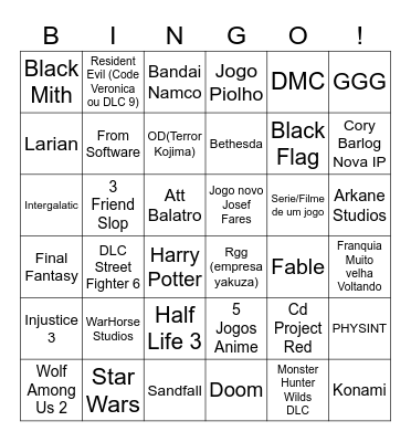 Summer Game Fest Bingo Card