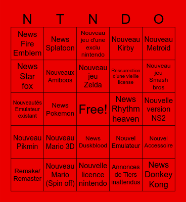 Bingo Nintendo Direct Bingo Card