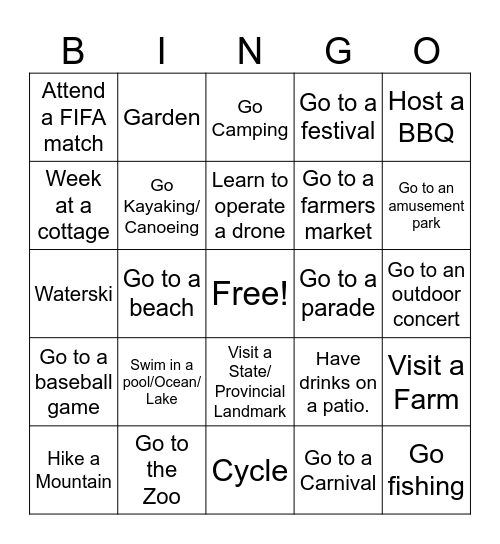 Summertime!! Bingo Card