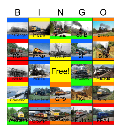 Retired Steam and Diesel Excursions Bingo Card