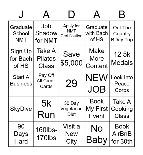 2026 Bingo Card